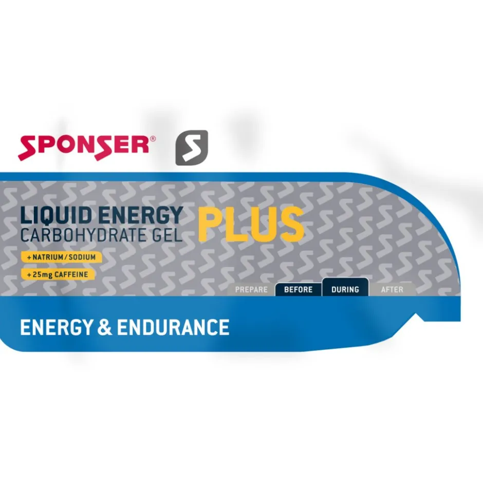 Outdoor Maaltijden < SPONSER Liquid Energy Plus - Carbohydrate Gel with Caffeine - Sachet - 40x35g