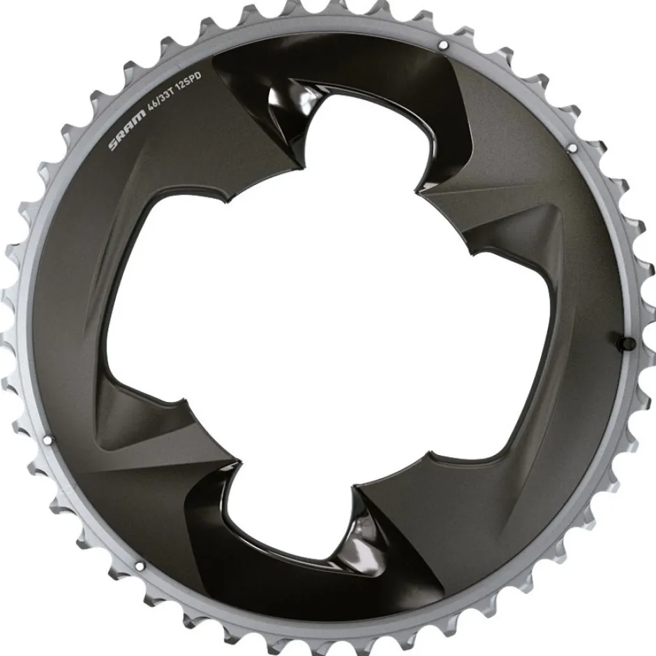 Kettingbladen < SRAM Force Kettingblad - 107mm | 2x12-voudig | D1 - Buiten | 46 Tanden | Black/Polar Grey