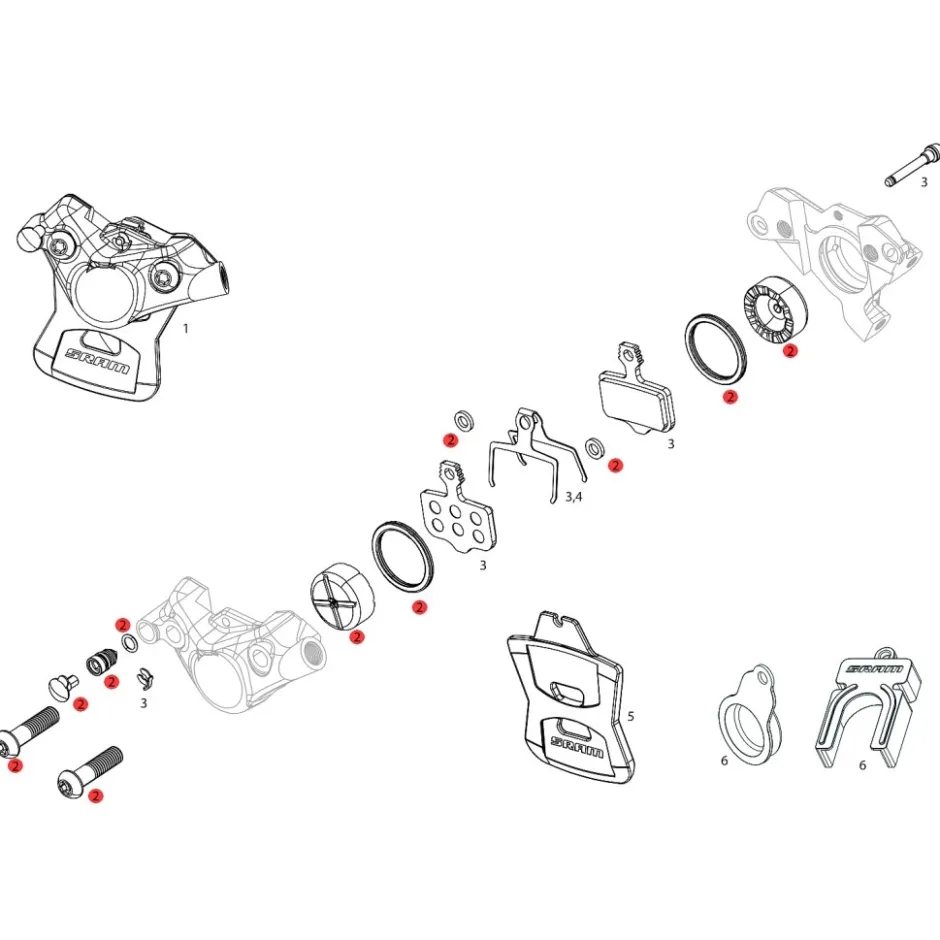 Remmen Reserveonderdelen < SRAM Remklauwzuiger Service Set voor FORCE AXS D1 Schijfrem - 11.5018.065.001