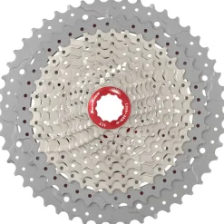 Cassettes < SunRace CSMZ90 Cassette 12-speed - 11-50 - metallic silver / red