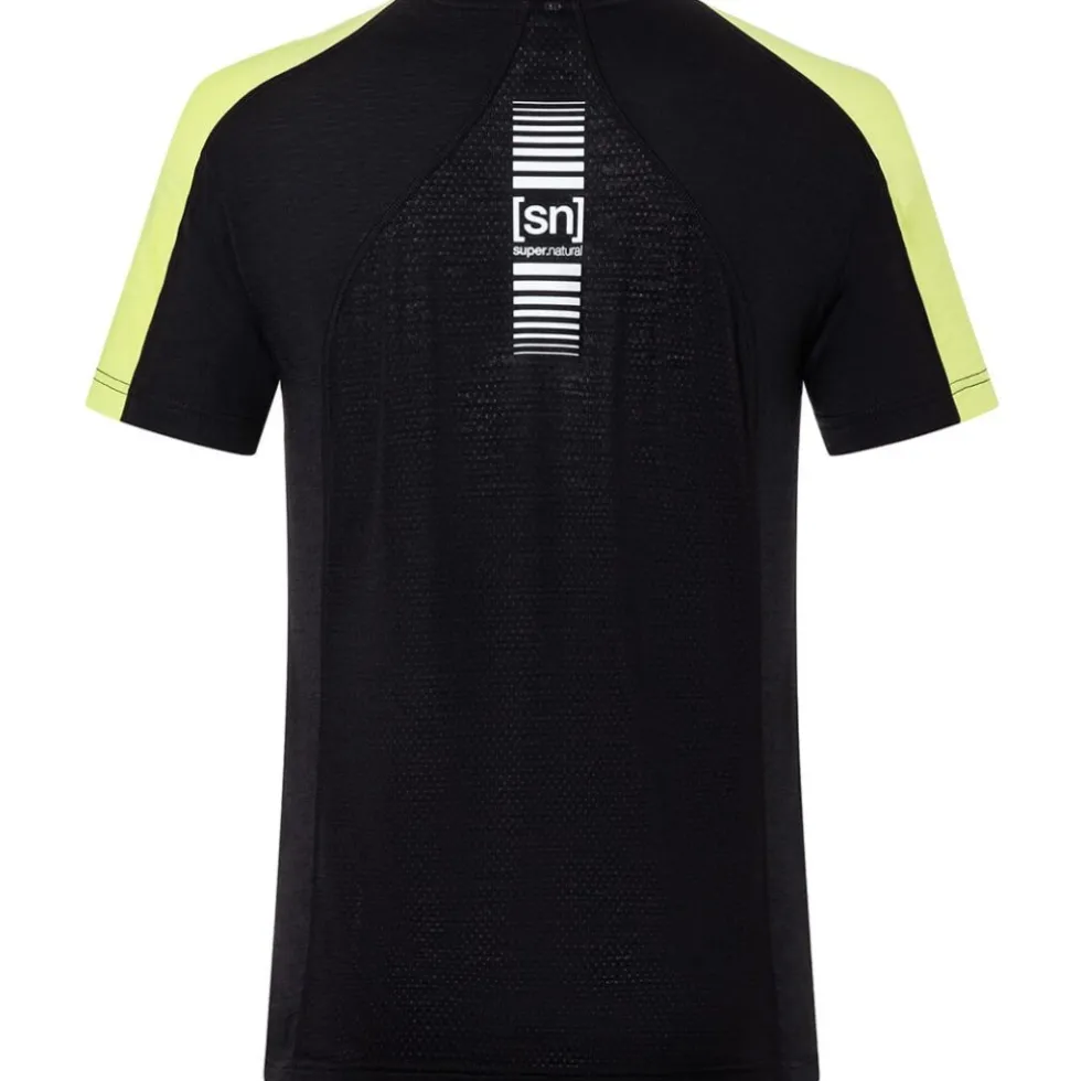 SUPER.NATURAL Alarm Hardloopshirt Heren - Jet Black/Wild Lime