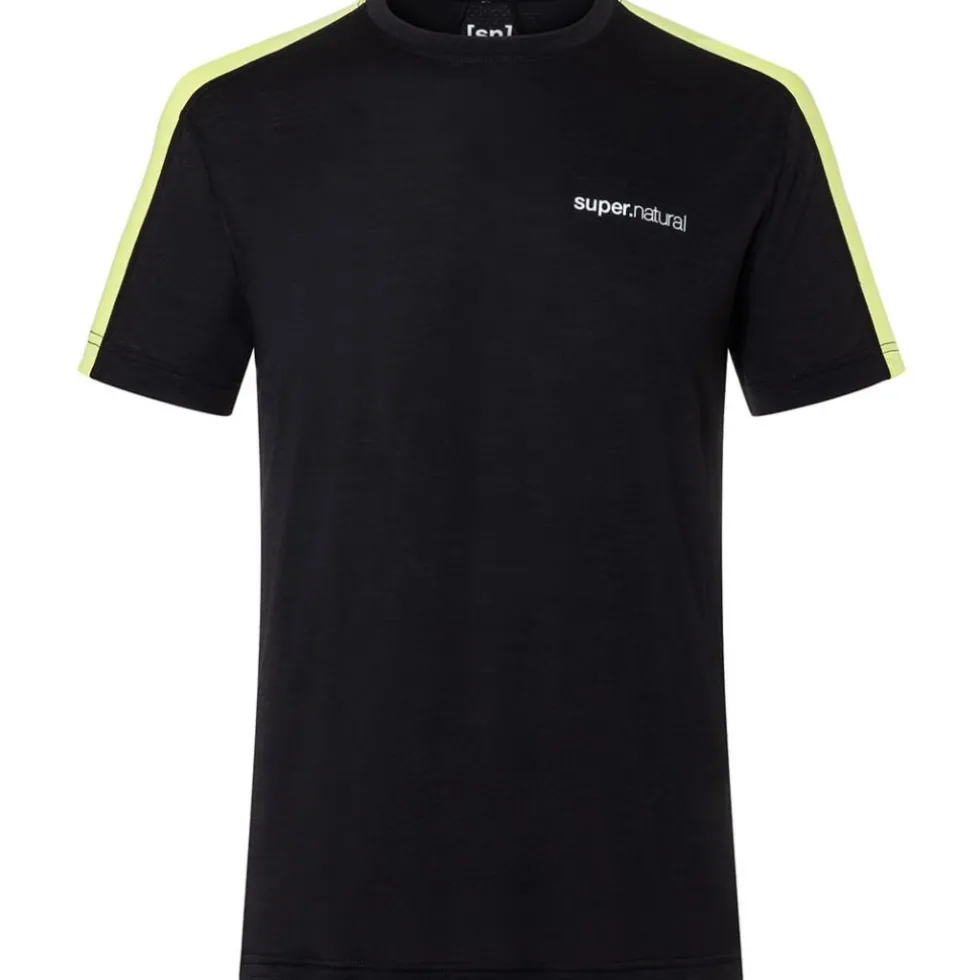 SUPER.NATURAL Alarm Hardloopshirt Heren - Jet Black/Wild Lime