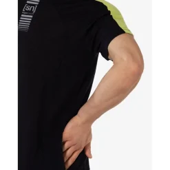 SUPER.NATURAL Alarm Hardloopshirt Heren - Jet Black/Wild Lime