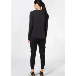 SUPER.NATURAL Everyday Crew Shirt met Lange Mouwen Dames - Jet Black/Fresh White