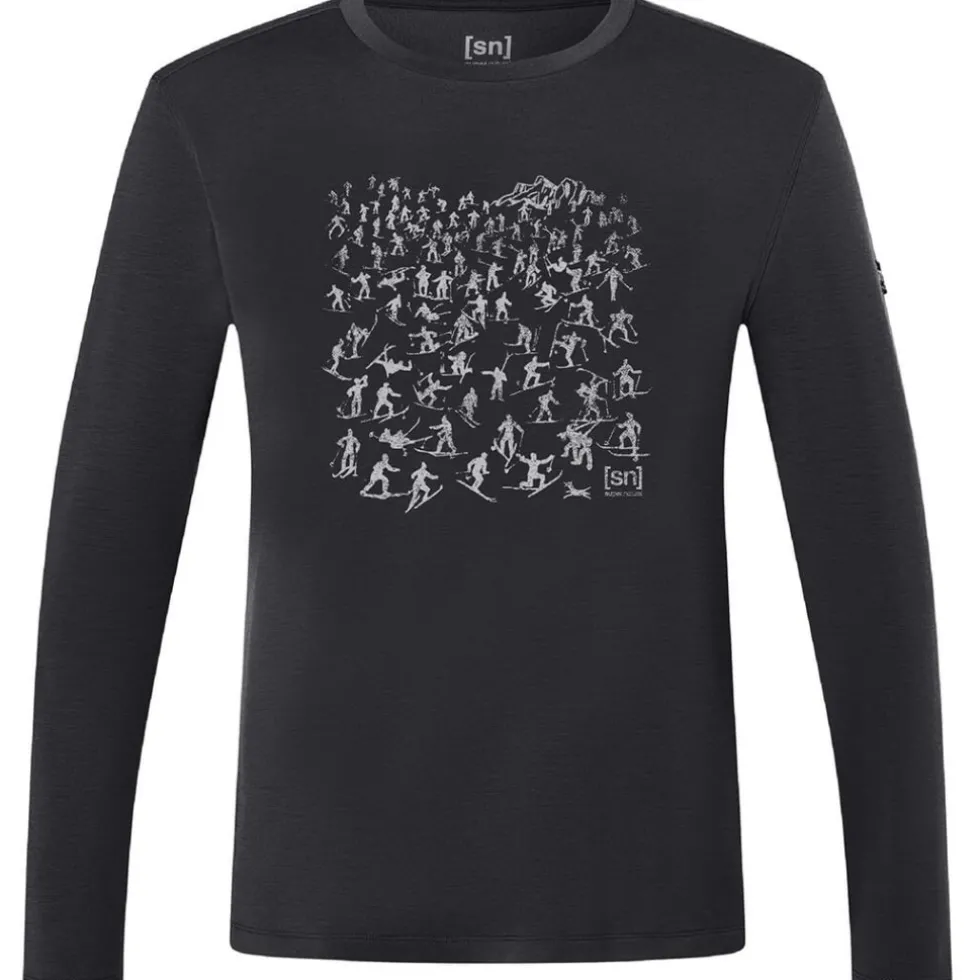 SUPER.NATURAL Free Ski Tickets Shirt met Lange Mouwen Heren - Jet Black/Vapor Grey