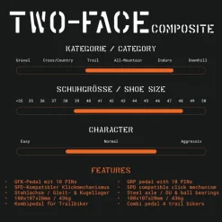 Tatze TWO-FACE Composite Hybridpedalen - zwart