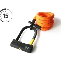 Beugelsloten < Texlock tex–lock eyelet incl. D-lock u-slot - 160cm - acid orange