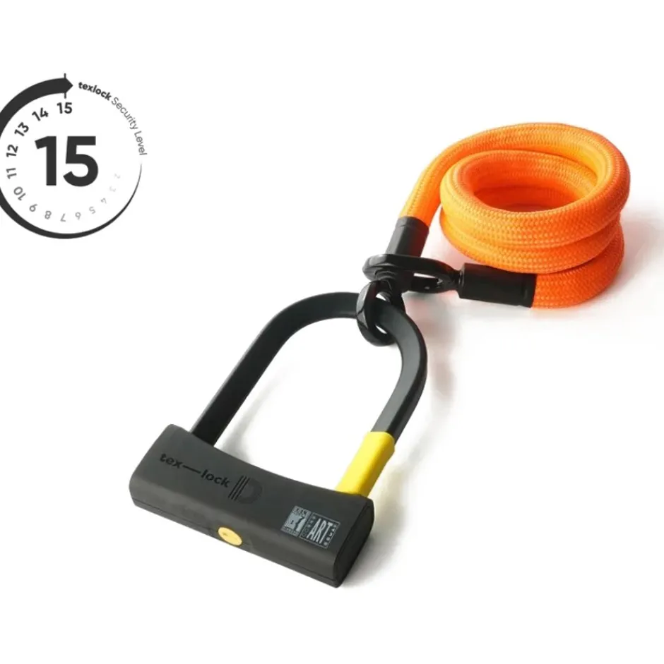 Beugelsloten < Texlock tex–lock eyelet incl. D-lock u-slot - 120cm - acid orange