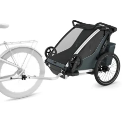 Kinderkarren < Thule Chariot Cross 2 Double - Fietskar voor Kinderen - dark slate