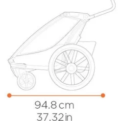 Kinderkarren < Thule Chariot Cross 2 Double - Fietskar voor Kinderen - dark slate