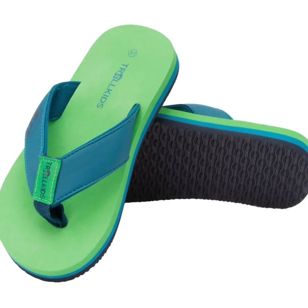 Trollkids Haukland Strand sandalen voor kinderen - Fresh Green/Dark Marine/Mystic Blue