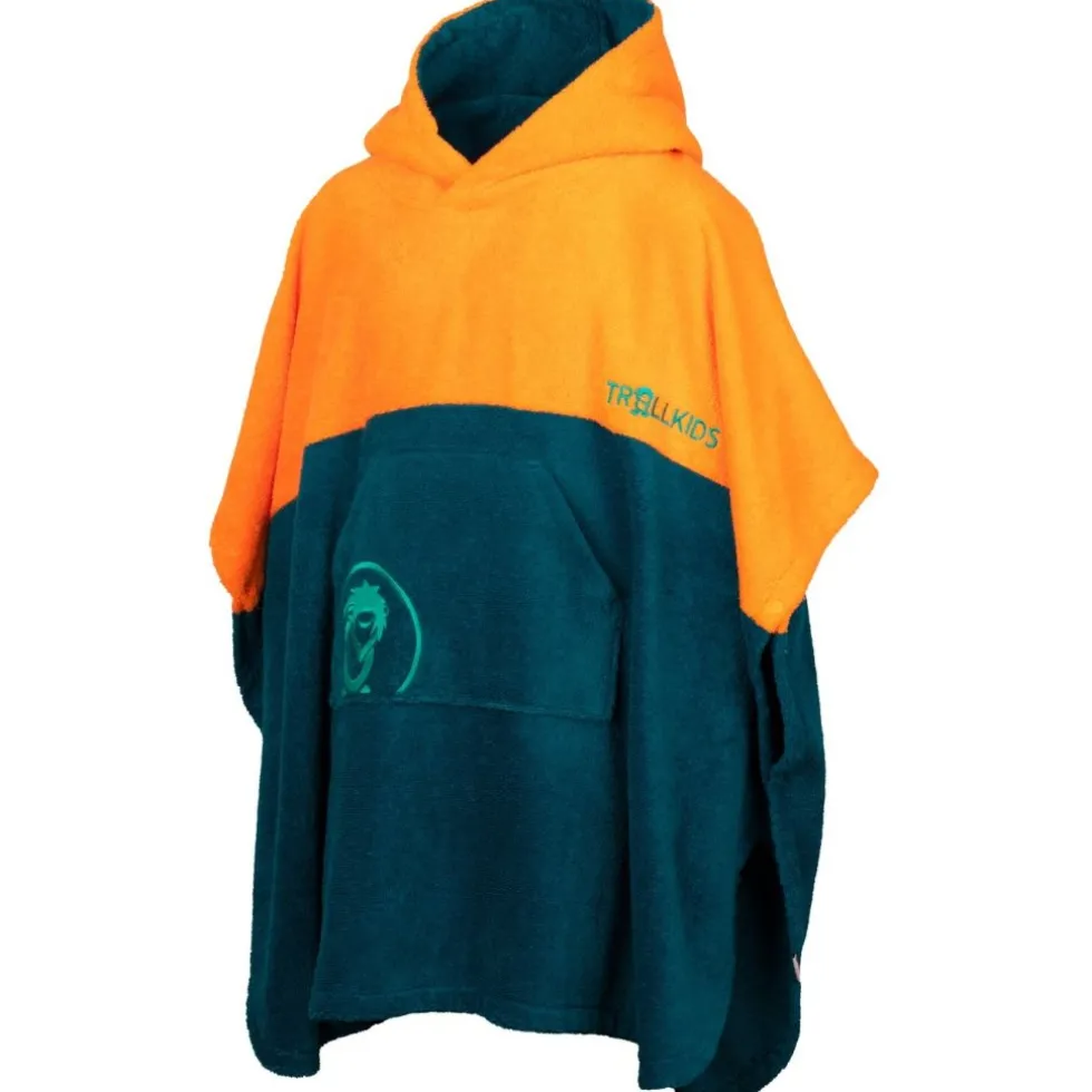Trollkids Kvalvika Surf Badponcho kinderen - Sahara Sunset/ Lagoon Green