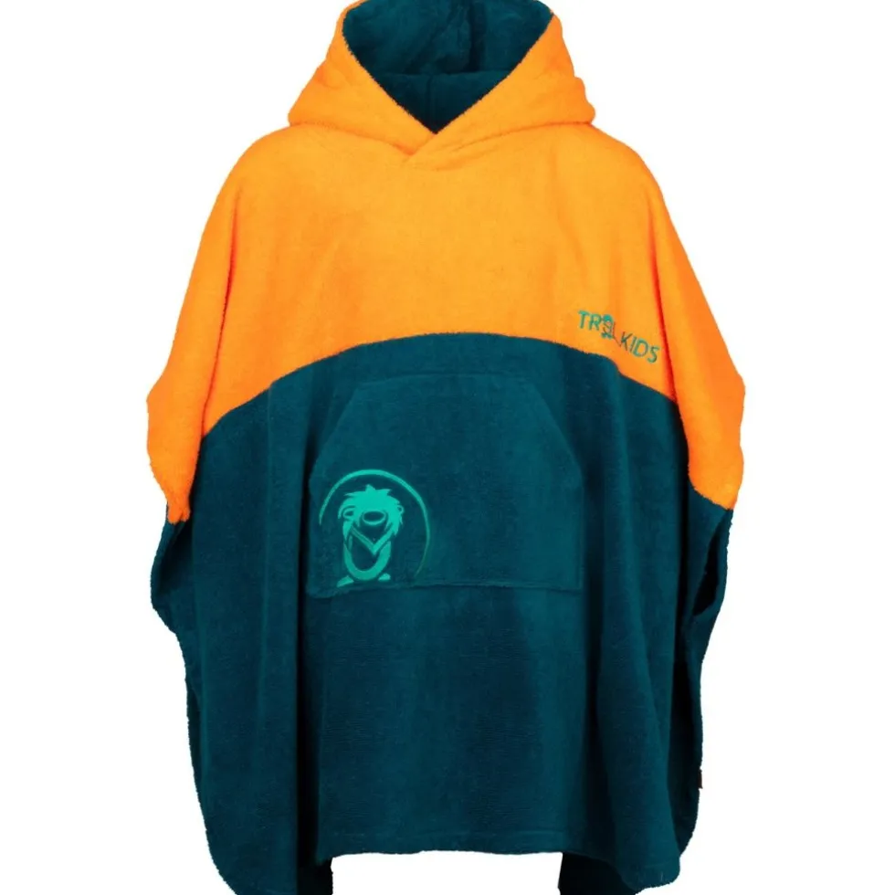 Trollkids Kvalvika Surf Badponcho kinderen - Sahara Sunset/ Lagoon Green