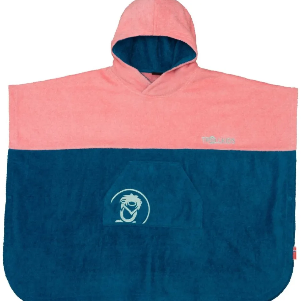 Trollkids Kvalvika Surf Badponcho kinderen - Peony Rose/ Harbor Blue