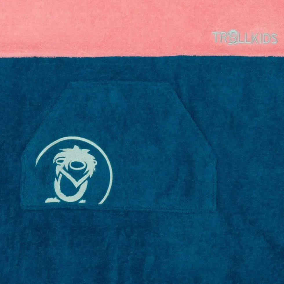 Trollkids Kvalvika Surf Badponcho kinderen - Peony Rose/ Harbor Blue