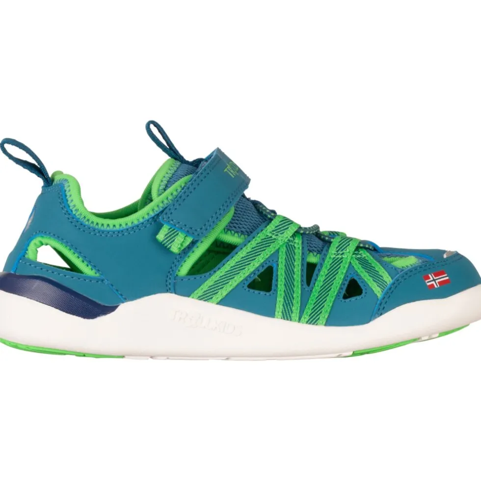 Trollkids Saltfjord Barefoot Sandalen Kinderen - Dark Marine/Fresh Green/Mystic Blue
