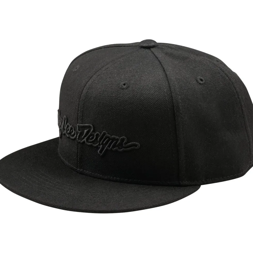 Troy Lee Designs Flat Bill Snapback Pet - Signature Black/Black