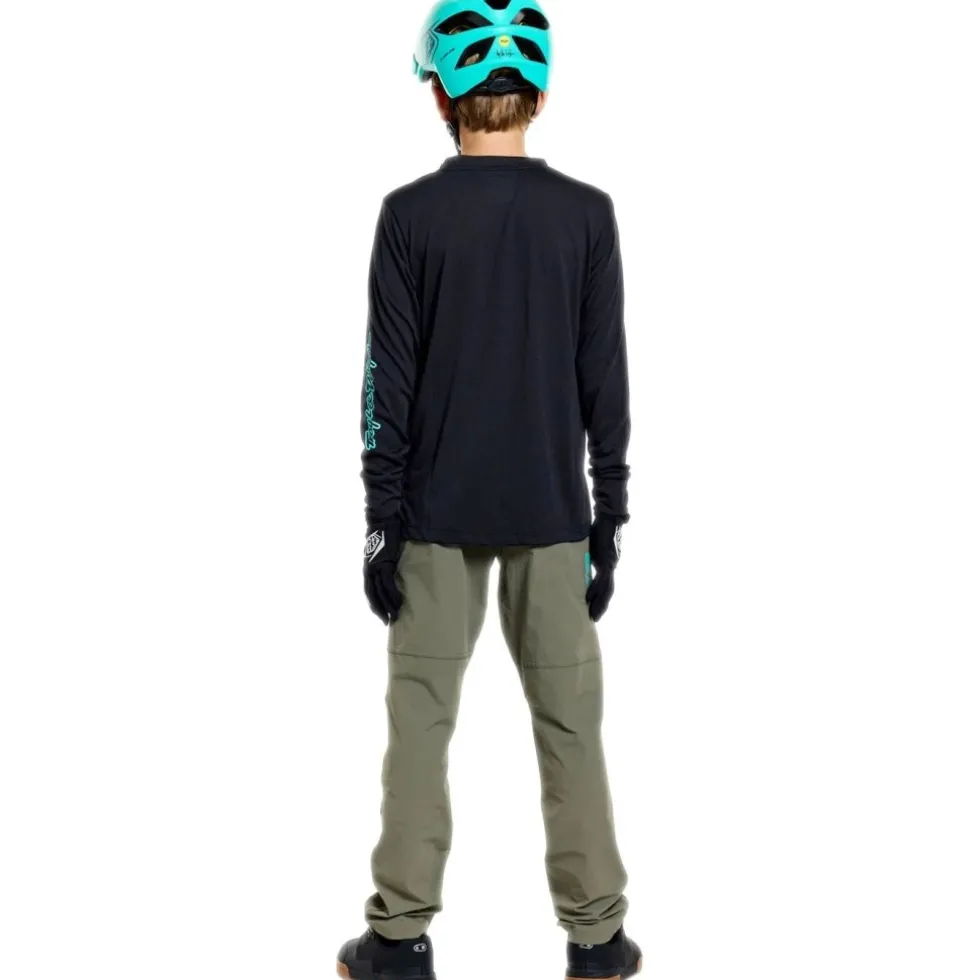 Troy Lee Designs Skyline Ride Fietsshirt met Lange Mouwen Kinderen - Signature Black/Real Teal