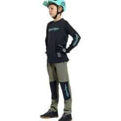 Troy Lee Designs Skyline Ride Fietsshirt met Lange Mouwen Kinderen - Signature Black/Real Teal