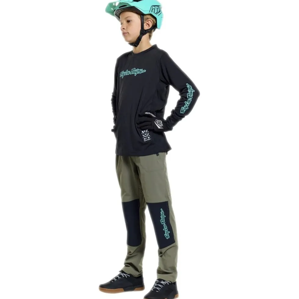 Troy Lee Designs Skyline Ride Fietsshirt met Lange Mouwen Kinderen - Signature Black/Real Teal