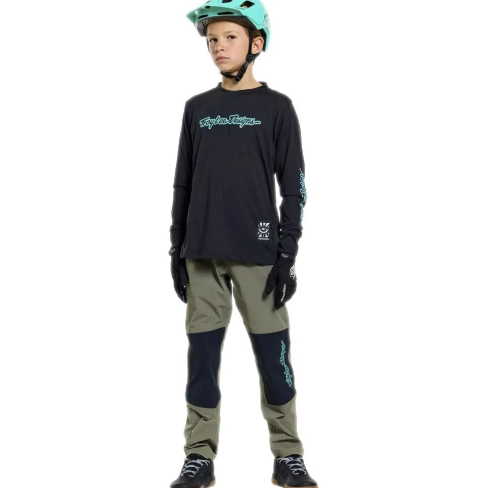 Troy Lee Designs Skyline Ride Fietsshirt met Lange Mouwen Kinderen - Signature Black/Real Teal