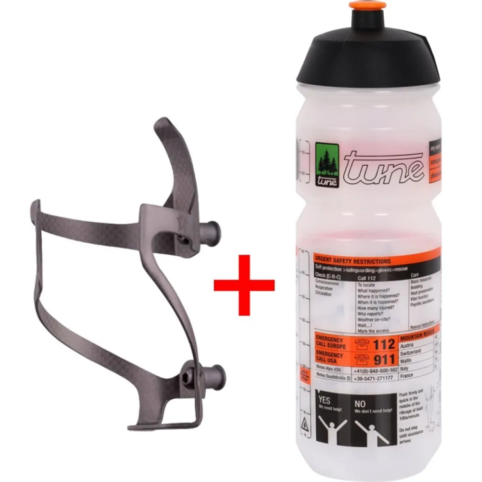 Tune Rechts- and Linksträger Carbon Bottle Cage incl. Bottle - 750ml