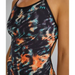 TYR Validus Durafast Elite® Crosscutfit Tieback Badpak Dames - orange/aqua/black