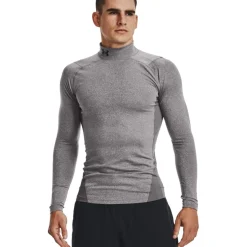 Under Armour ColdGear® Compression Mock Heren - Charcoal Light Heather / Zwart