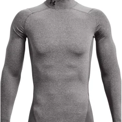 Under Armour ColdGear® Compression Mock Heren - Charcoal Light Heather / Zwart