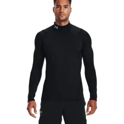 Under Armour ColdGear® Fitted Mock Shirt met Lange Mouwen Heren - Zwart/Wit