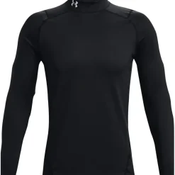 Under Armour ColdGear® Fitted Mock Shirt met Lange Mouwen Heren - Zwart/Wit