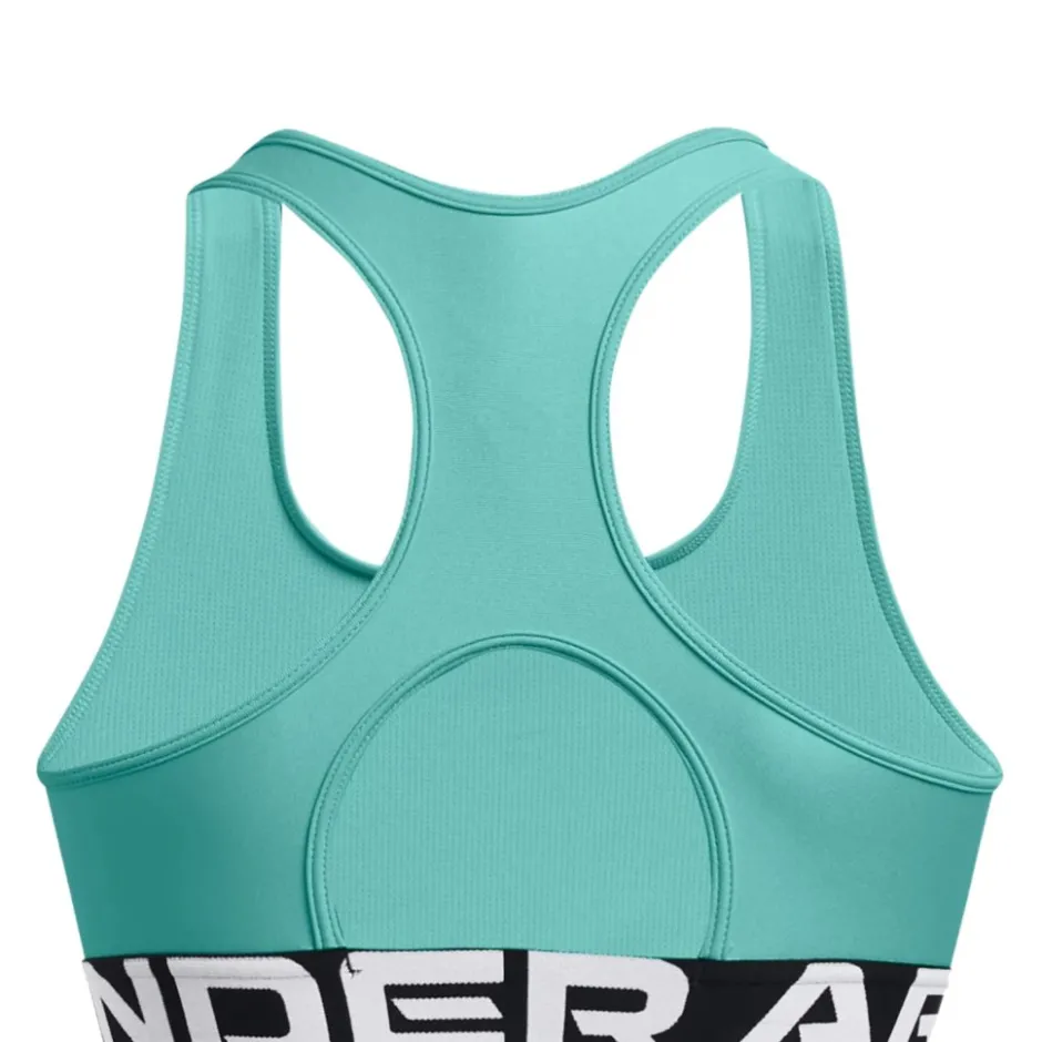 Sport Bh'S|Ondergoed < Under Armour HeatGear® Armour Mid Branded Sport-BH Dames - Radial Turquoise/White