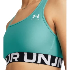Sport Bh'S|Ondergoed < Under Armour HeatGear® Armour Mid Branded Sport-BH Dames - Radial Turquoise/White