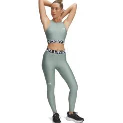 Broeken < Under Armour HeatGear® Legging Dames - Silica Green/Wit