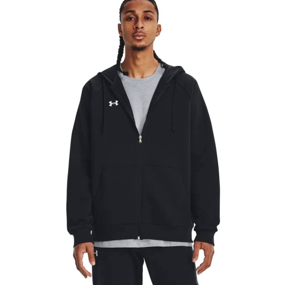 Under Armour UA Rival Fleece Hoodie met Volledige Rits Heren - Zwart/Wit