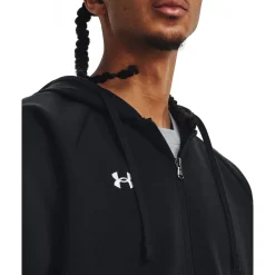Under Armour UA Rival Fleece Hoodie met Volledige Rits Heren - Zwart/Wit