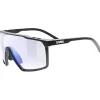 Uvex mtn perform small V Bril - black matt/litemirror blue variomatic