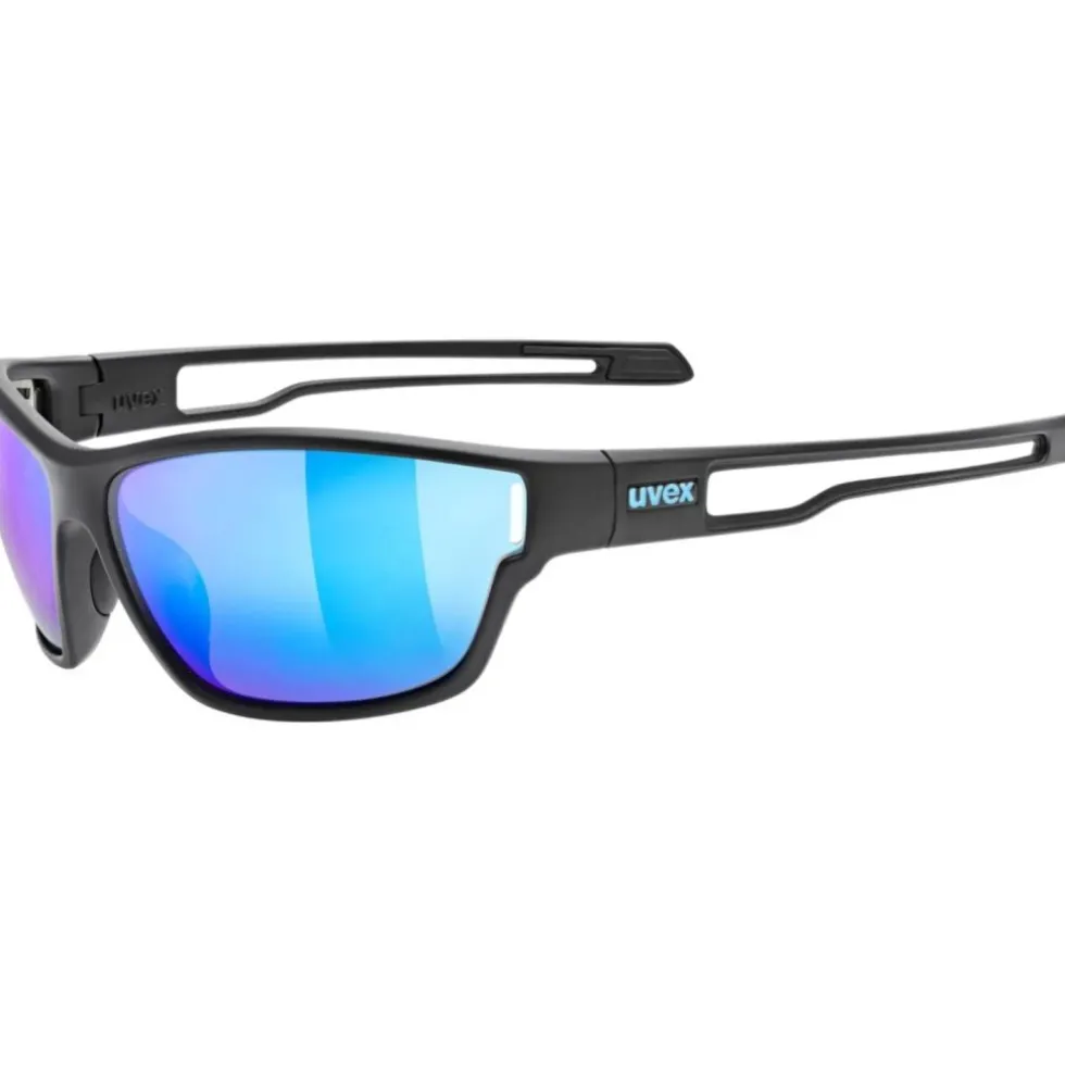 Uvex sportstyle 806 Fietsbril - black matt/mirror blue