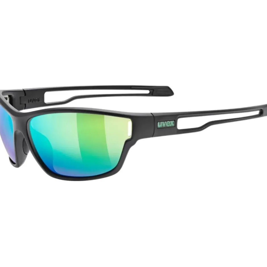 Alpine & Skibrillen < Uvex sportstyle 806 Fietsbril - black matt/mirror green