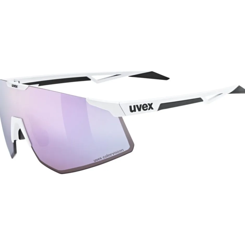 Racefietsbrillen < Uvex pace perform CV Bril - white matt/mirror pink colorvision