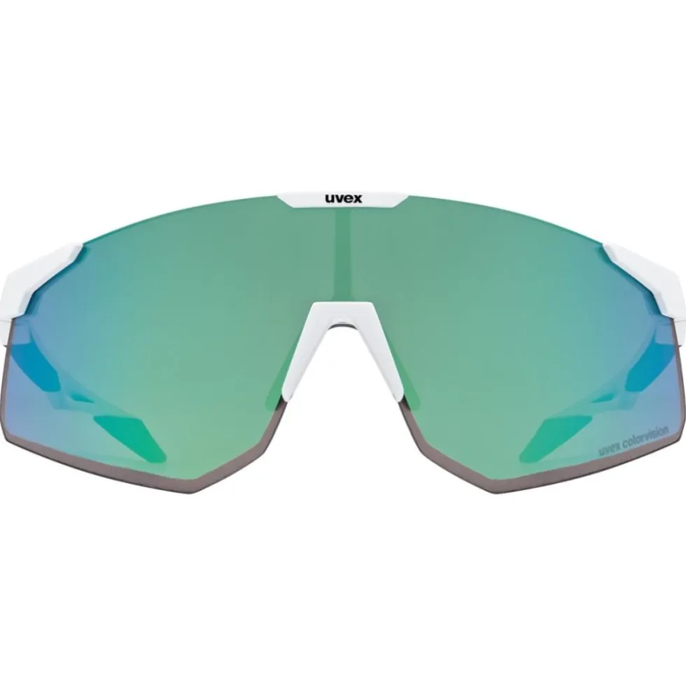 Uvex pace perform CV Bril - white matt/mirror green colorvision