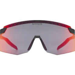Racefietsbrillen < Uvex pace stage Fietsbril - black matt/mirror red
