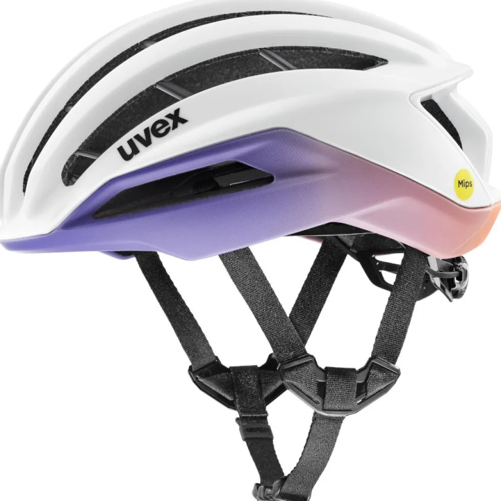 Uvex surge aero MIPS Fietshelm - wit - lila abrikoos mat