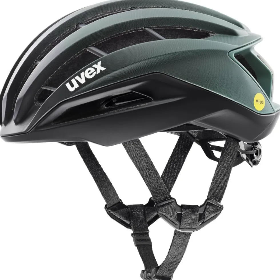 Uvex surge aero MIPS Fietshelm - zwart - saliegroen mat