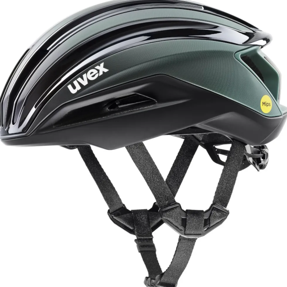 Uvex surge aero MIPS Fietshelm - zwart - saliegroen mat
