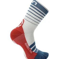 UYN Runner's Five Sokken Heren - White/Blue Poseidon/Red