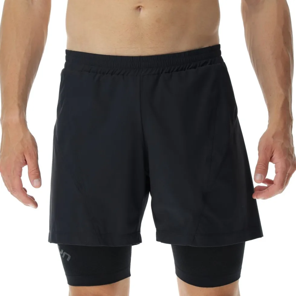 UYN Running Exceleration Performance 2in1 Shorts Heren - Black/Cloud