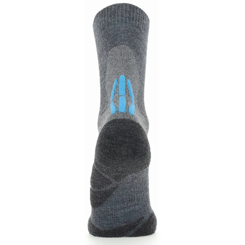 Sokken|Sokken < UYN Trekking 2In Merino Mid Cut Sokken Dames - Mid Grey/Turquoise