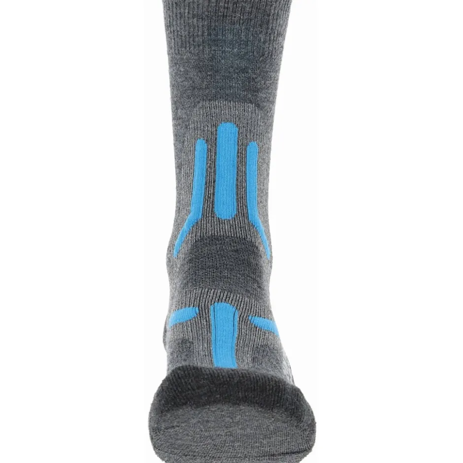 Sokken|Sokken < UYN Trekking 2In Merino Mid Cut Sokken Dames - Mid Grey/Turquoise