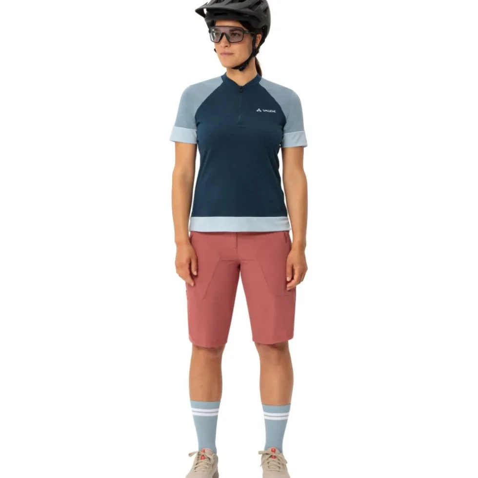 Vaude Altissimo Q-Zip Shirt met Korte Mouwen Dames - dark sea/nordic blue